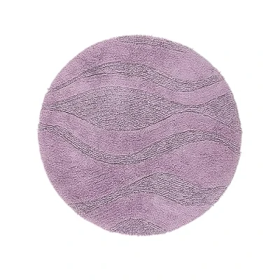 Afbeelding van RugVista Badmat Breeze, diameter 70 cm, rechthoekig, middenpolig, antislip, modern badtapijt, machinewasbaar tot 30 C, 100% katoen, lila