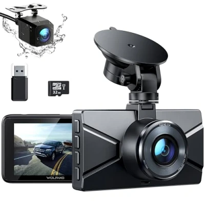 Afbeelding van WOLFANG Dash Cam Front en Rear 2.5K, Dashcam met 3.0&quot; LCD scherm, Super Night Vision, Loop Recording, G sensor, 170 Wide Angle HDR, Parking Guard, 32G Micro SD kaart kaartlezer inbegrepen