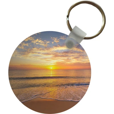 Afbeelding van Sleutelhanger Strand Kleuren Zon Plastic Rond Uitdeelcadeautjes