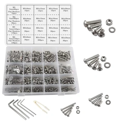 Afbeelding van huruirui M2 M3 M4 M5 lenskopschroeven 1180 stuks binnenzeskantschroeven sluitringen schroeven met binnenzeskant 304 roestvrij stalen knop schroefdraadschroeven assortiment set