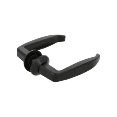 Afbeelding van Amig Deurklinkset zonder plaat Aluminium Ideaal voor binnen en buitendeuren Afmetingen: 105 x 40 mm Maximale deurdikte 35 45 Kleur: Zwart