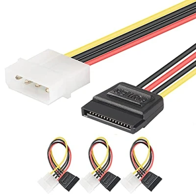 Afbeelding van J&amp;D (3 Stuks) SATA 15 pins naar 4 LP4 Molex Stroom Kabel Adapter, cm