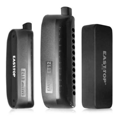 Afbeelding van EAST TOP ET12 chromatische mondharmonica in B voor volwassenen en professionals met uniek modern design, zwarte afdekking