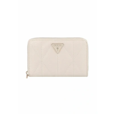 Afbeelding van GUESS portemonnee Aldina SLG Medium Zip Around Wallet Cream White crème
