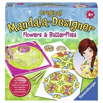 Afbeelding van Ravensburger 29809 Flowers and Butterflies, 2 in 1 Mandala Designer Midi