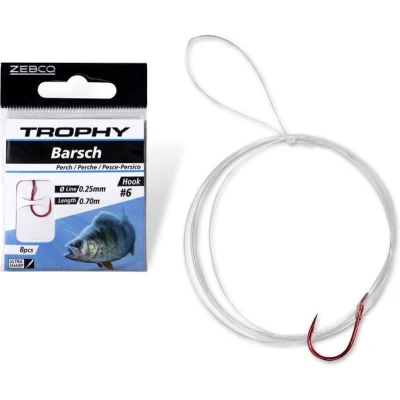 Afbeelding van Zebco Trophy Perch Hook to Nylon 70cm (8 pcs) Red Maat : 2