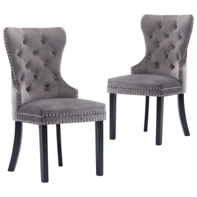 Afbeelding van Eetkamerstoelen 2 st fluweel grijs