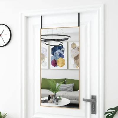 Afbeelding van Deurspiegel 50x100 cm glas en aluminium goudkleurig