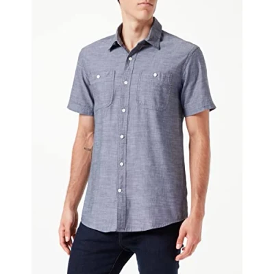 Afbeelding van Amazon Essentials Men&#039;s Chambray shirt met korte mouwen, Grijs, XXL