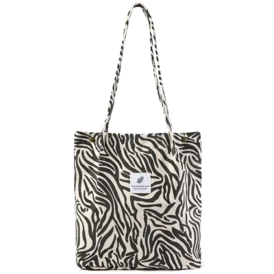 Afbeelding van Ibenzoa® Dames Corduroy Shopper Schoudertas met Grote Capaciteit en Praktische Voorzakken voor Dagelijks Gebruik
