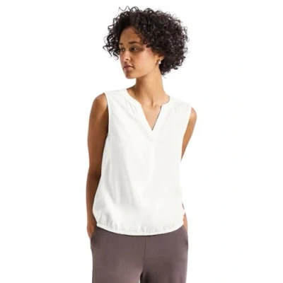 Afbeelding van Street One Dames 3411962 Blouse top in effen kleur, Gebroken Wit, 12, 38