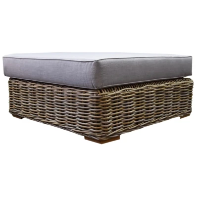 Afbeelding van Serva voetenbank met kussen naturel rotan suntech grey