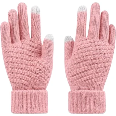 Afbeelding van Handschoenen Dames Handschoen Touchscreen Heren Warme Winter Volledige Vinger Gebreide Winddichte Spatwaterdichte Dik One size Roze