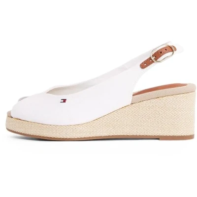 Afbeelding van Tommy Hilfiger Sandalen met sleehak, Dames, Maat: 37, Ecru Textiel