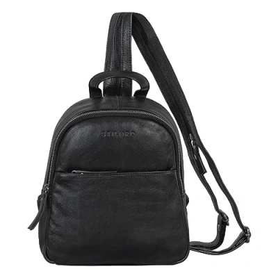Afbeelding van STILORD &#039;Rey&#039; Dames Sling Bag Leer Kleine Vintage Rugzak Handtas 2 in1 Backpack Crossbody Borsttas Daypack Schoudertas Echt Leder, Kleur:zwart