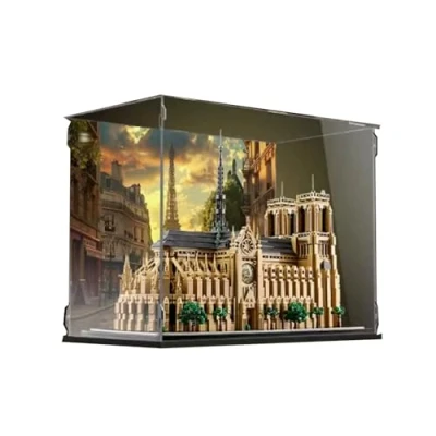 Afbeelding van Acryl vitrinekastje, compatibel met Lego 21061 Notre Dame kathedraal in Parijs, model, bescherming, stofdichte vitrine, cadeaumodel, transparant, (alleen vitrine)