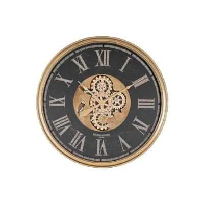 Afbeelding van Muurklok Home ESPRIT Zwart Gouden Kristal Ijzer 80 x 9,5 cm