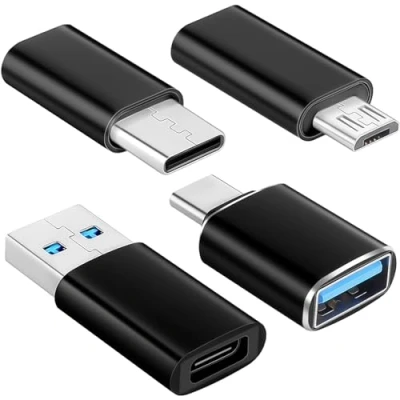Afbeelding van [4 stuks] adapter USB C naar USB, adapter, compatibel met MacBook Pro, Samsung Galaxy, smartphones, laptop, pc, in de auto enz.