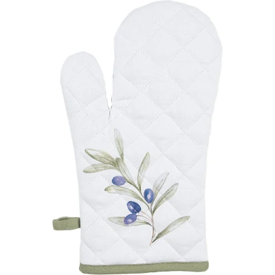 Afbeelding van Clayre &amp; Eef Ovenwant 18x30 cm Wit Katoen Olijven