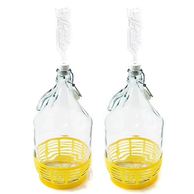 Afbeelding van WYSKONT glazen flessen met beugelsluiting, fermentatieballon, 5 liter fles, fermentatiebuisjes en fermentatiecontainer, decoratieve kurk, 2 stuks