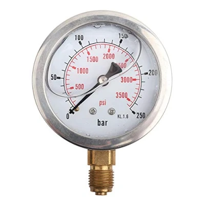 Afbeelding van Vloeistofgevulde hydraulische manometer 0 3750PSI 250 bar manometer, 2,5 &quot;DIAL display, G1/4 draadverbinding