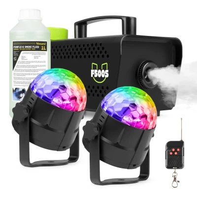 Afbeelding van Fuzzix Partyset met F500 rookmachine 1L rookvloeistof 2x Tornado
