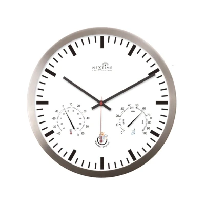 Afbeelding van Wandklok Nextime dia 25cm wit RC aluminium Radio Controlled