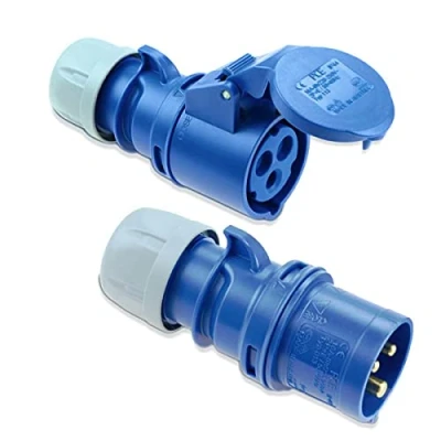 Afbeelding van CEE Campingstekker en koppelingset, 3 polig, 230 V, 16 A, IP44, met schroefklemmen, accessoire voor caravan, camper, boot