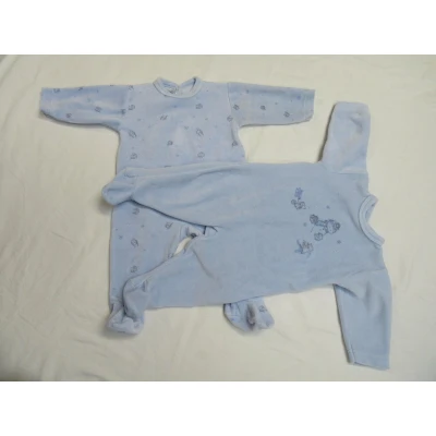 Afbeelding van petit bateau , unie pyjamaset velour blauw, sneeuwman 2 jaar 86
