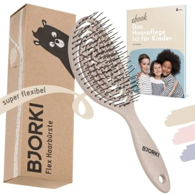 Afbeelding van BJORKI® Kinderhaarborstel zonder trekken, incl. leerzame borstels, 1 x 1, professionele ontwarringsborstel met flexibele spiraalveer, onze voor kinderen tegen knopen en gespleten