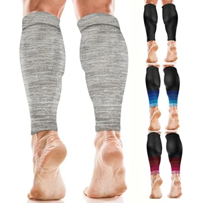 Afbeelding van aZengear Kuitbandage voor Mannen en Vrouwen, Kuitcompressiekousen, Kalfmouwen, Kuitbrace, Elastische Kuitsteun Scheenbeenspalken, Spierkrampen (Grijs, S/M)