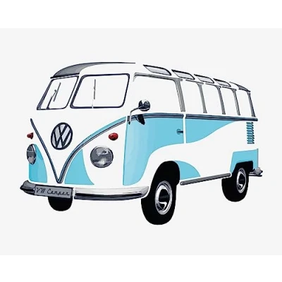 Afbeelding van BRISA VW Collection Volkswagen T1 Bus Transporter Wandsticker Klassiek Blauw