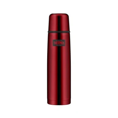 Afbeelding van THERMOS LIGHT &amp; COMPACT BEVERAGE BOTTLE 1l, cranberry red, thermosfles roestvrij staal, rood met drinkbeker, 24 uur warm / koud, vaatwasmachinebestendig, absoluut lekvrij, BPA vrij