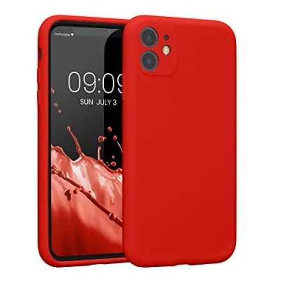 Afbeelding van kwmobile telefoonhoesje geschikt voor Apple iPhone 11 TPU backcover met siliconen coating Smartphone case in rood