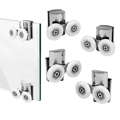 Afbeelding van Zinklegering Douche Deur Runners 23mm Twin Rollers 2 Top 2bottom 4 stks