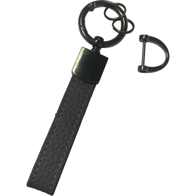 Afbeelding van Basey Sleutelhanger Leer Leren Met Ringen Zwart