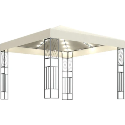 Afbeelding van Prieel met LED lichtslinger 3x3 m stof crèmekleurig