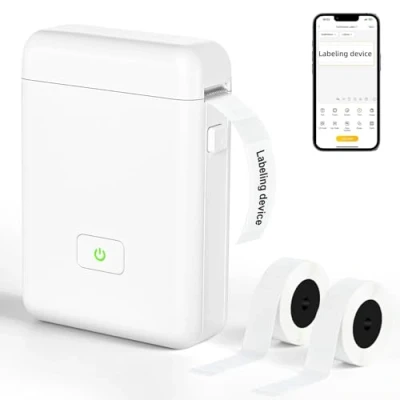 Afbeelding van GuKKK mini labelprinter, bluetooth, zelfklevend, draagbaar labelapparaat, labelprinter voor thuis en kantoor, compatibel met Android iOS systeem