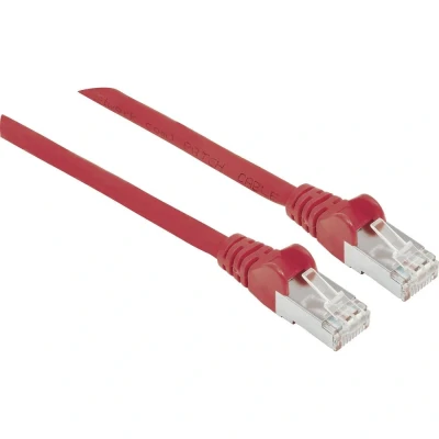 Afbeelding van Intellinet 741002 RJ45 Netwerkkabel, patchkabel CAT 6A S/FTP 7.50 m Rood Folie afscherming, Afscherming gevlochten, Afgeschermd, Halogeenvrij 1 stuk(s)