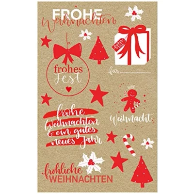 Afbeelding van Avery Zweckform 22 stickers Kerstmis (kerstsciker Xmas wensen, papier, zelfklevende stickers, decoratie Kerstmis, kerstpost) 52292