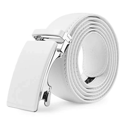 Afbeelding van Nelbons Herenriem, ratel, automatische riem voor mannen, 35 mm, 1 3/8 inch breed, leren riem, wit, 130 cm/70 cm/110 cm