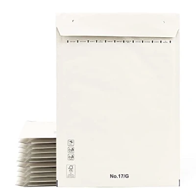 Afbeelding van Gewatteerde enveloppen, papieren zakken met binnenblazen, wit, verzendzakken kleefsluiting Ofiturie (10 270 x 360 mm)