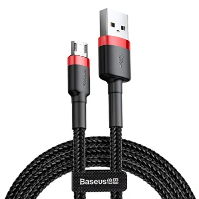 Afbeelding van Baseus Cafule Fast Charge Micro USB Gevlochten Kabel 1m Zwart/Rood