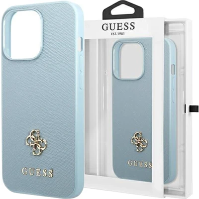 Afbeelding van Guess GUHCP13LPS4MB iPhone 13 Pro / 6.1 blauw/blauwe hardcase Saffiano 4G klein metalen logo