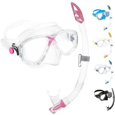 Afbeelding van Cressi DM1000054 Marea Combo Snorkeling/Duikset Verkrijgbaar met Snorkel Alpha Ultra Dry, Gamma o Mexico, Eén maat, Helder/Roze