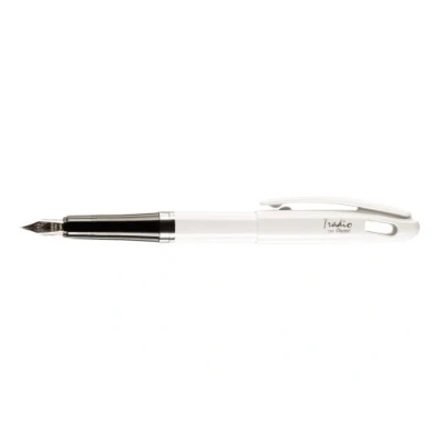 Afbeelding van Pentel TRF94W C Tradio Vulpen Black and White Edition met hoogwaardige iridium veerbehuizing, hoogglans, wit/blauw