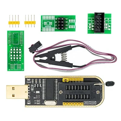 Afbeelding van iHaospace CH341A 24 25 Series EEPROM Flash BIOS USB Programmer + SOIC8 SOP8 Test Clip for 93CXX / 25CXX 24CXX, Support Most of Chip