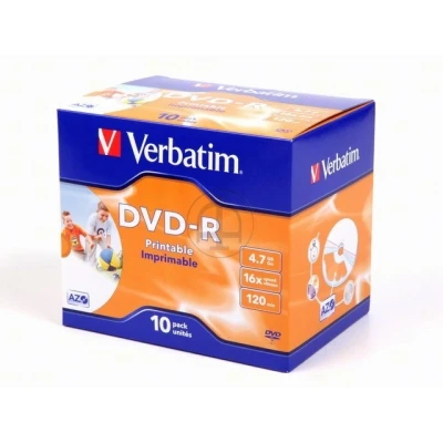Afbeelding van Verbatim Dvd Recordable r, Printbaar, Doos Van 10 Stuks, Individueel Verpakt (jewel Case)