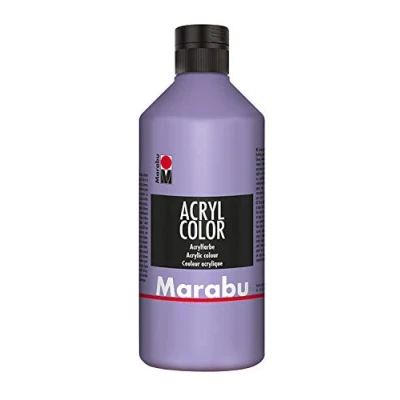 Afbeelding van Marabu 12010075007 Acryl Color lavendel 500 ml, crèmige acrylverf op waterbasis, sneldrogend, lichtecht, waterbestendig, om aan te brengen met kwast en spons canvas, papier hout