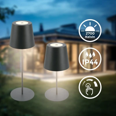 Afbeelding van B.K.Licht Oplaadbare Tafellamp IP44 draadloos met batterij dimbaar buitenlamp camptinglamp 31 x 10.5cm antraciet